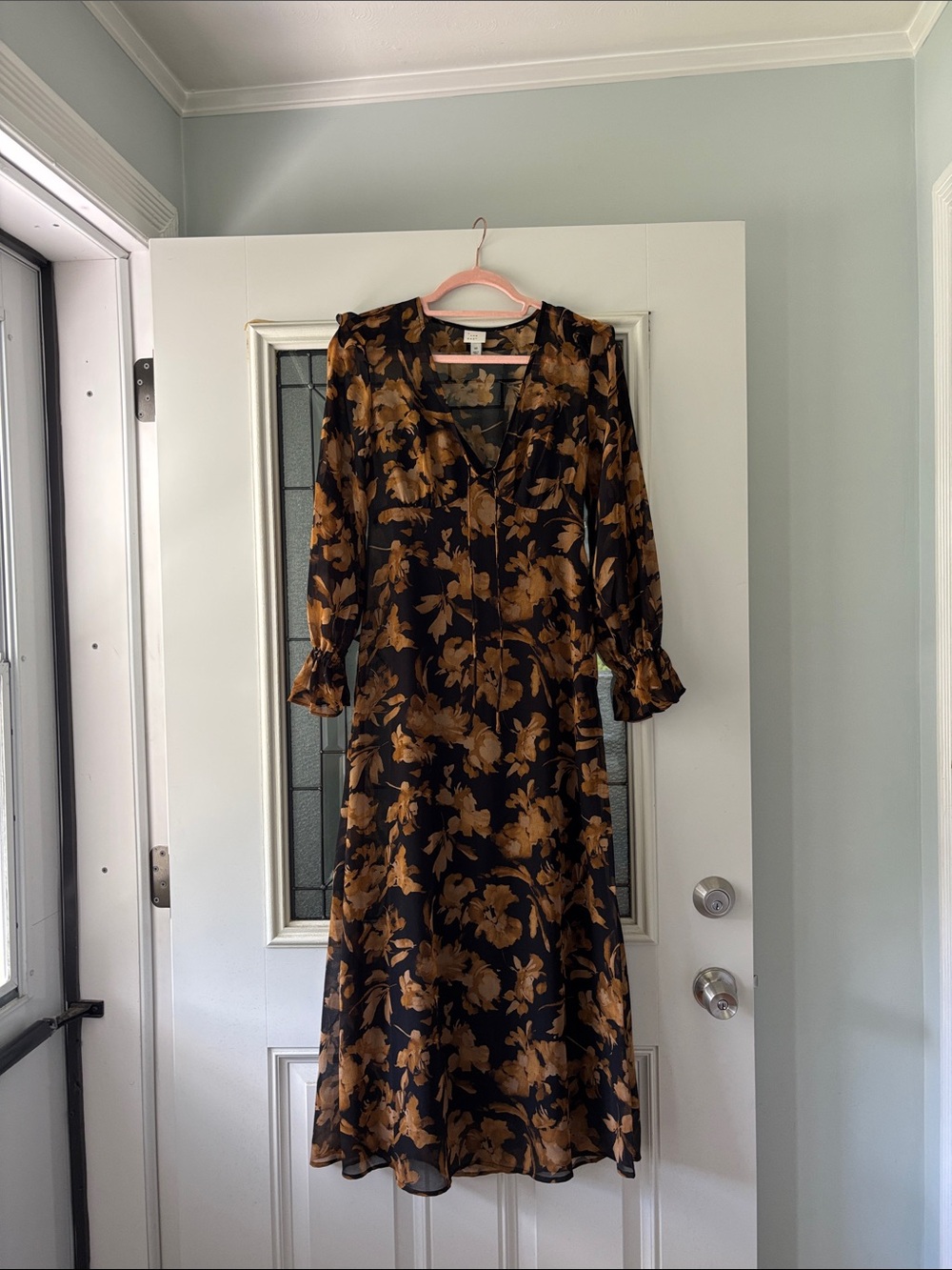 a new day Black Maxi Dress with Gold Floral Print